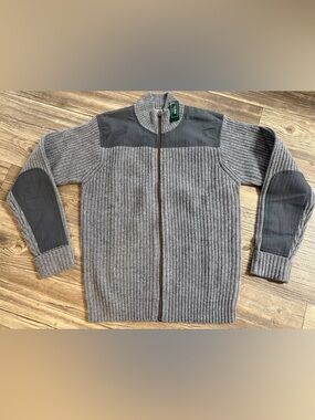 L.L. BEAN Men's Commando Sweater, Full-Zip 100% Merino Lambs Wool Sz L NWT